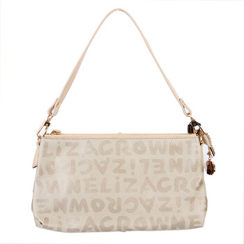 eliza crown 皇冠特殊pvc配牛皮女包6f1936杏色