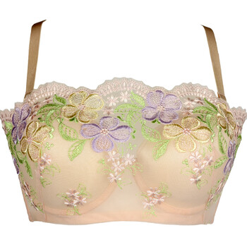 狄嘉伦 纯色绣花上托防走光内衣 舒适抹胸聚拢文胸 d92601w