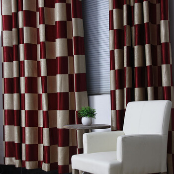 爱蔓达 窗帘 现代时尚 格子控系列(1片) 红白 打孔300*260cm