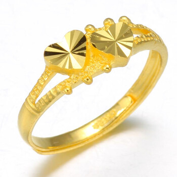 萃华金店 千足金黄金精品戒指 心意相连3.37g