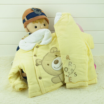 婴之谷 4463婴儿冬装笨笨熊纯棉保暖加厚开胸套装婴儿套装宝宝外出