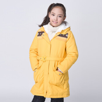 巴拉巴拉balabala冬款女中童加厚长款羽绒服22074110307 3430-中黄