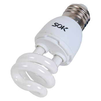 SOK三基色小半螺节能灯管9W-E27日光色 白光 五只装