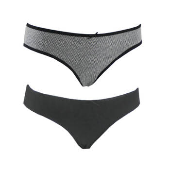 棉花共和国cottonrepublic 女士棉质 经典细粗花呢纹 黑灰三角内裤