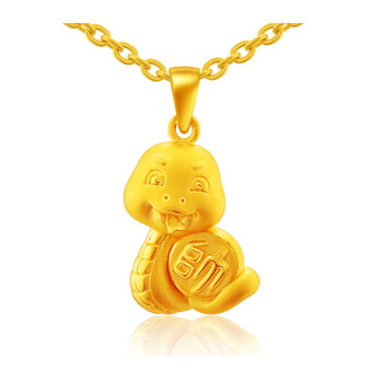 亚一金店3d硬千足金黄金吊坠约1.9克生肖蛇宝帅帅