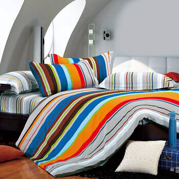 天舒 床品家纺 纯棉四件套 全棉斜纹环保印花床单式四件套200*230cm