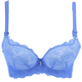 金銮世家 蕾丝内衣女上薄下厚收副乳聚拢调整型文胸j109 天蓝色 36