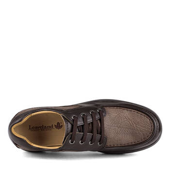 > leaveland枫叶 商务休闲手工英伦厚跟百搭男鞋610114 深棕 38