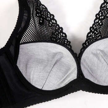 纤慕 性感深v聚拢内衣文胸 中厚杯侧收上托四扣胸罩 黑 75a