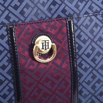 tommy hilfiger 汤米·希尔费格 蓝色标志印花布大号单肩包 6918096