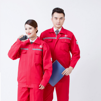 春秋中国石油中石化红色纯棉工作服油田工装男套装电焊服 纯棉套装