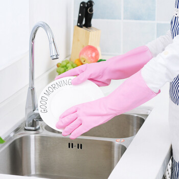 清洁家务橡胶手套 防水防滑皮厨房洗碗手套刷碗耐用塑胶橡胶薄款防水家用洗衣手套 2双装