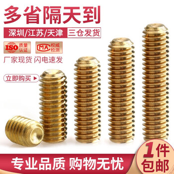 黄铜凹端内六角紧定螺丝钉铜无头基米机米顶丝螺栓止付螺钉DIN916 M10*16【5粒】