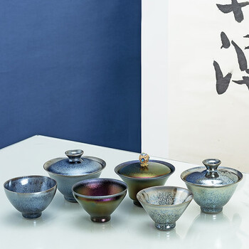 女匠罗希轻薄胎功夫茶杯品茗 建盏茶杯主人杯精品油滴盏 知遇斗笠