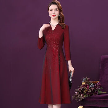 恒源祥结婚喜婆婆婚宴装高端旗袍婚礼妈m妈礼服高贵丈母娘喜服连衣裙