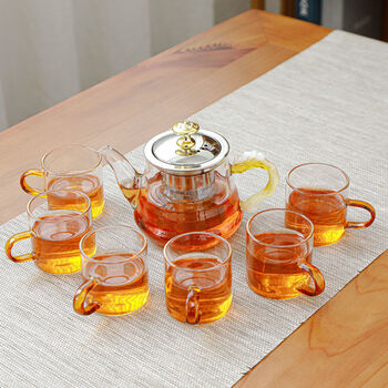 茶具套装家用整套简约客厅茶台透明茶杯花茶壶泡茶器黄龙壶6杯7件套