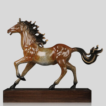 奢茨纯铜马摆件中式开业乔迁礼物十二生肖马桌面摆件工珊瑚红