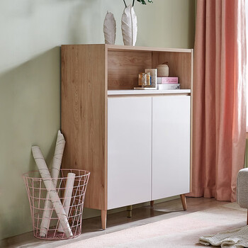 全友家居 现代北欧入户玄关柜 客厅实木柜脚收纳斗柜 餐厅半高柜 免