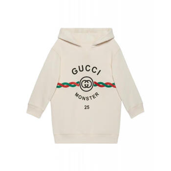 古驰(gucci)gucci童装连衣裙卫衣儿童毛毡棉布连帽套头卫衣连衣裙