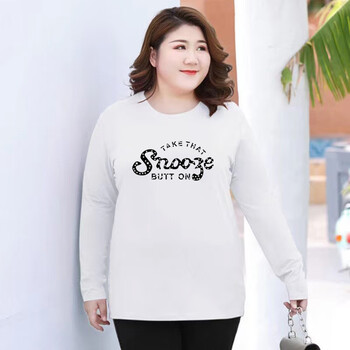 300斤胖妹加肥加大码女装长袖t恤妈妈肥婆衣服遮肚子字母秋冬天 星星