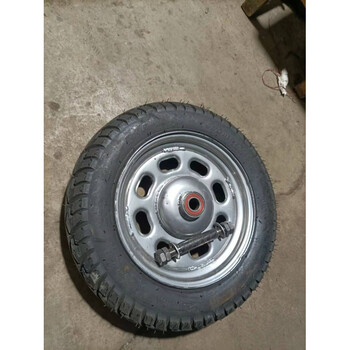 勋狸粑马车轮胎 推车轮子轮胎带轴套装旧摩托车胎改工地手推车马车轮