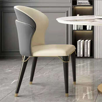 洽谈椅子高端设计师凳子北欧餐厅餐椅意式梳妆靠背椅子米白色深灰色