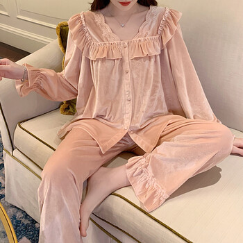 家居服减龄粉色女孩女款雷丝遮肚潮流洋气漂亮公主风小仙s女孩遮肚