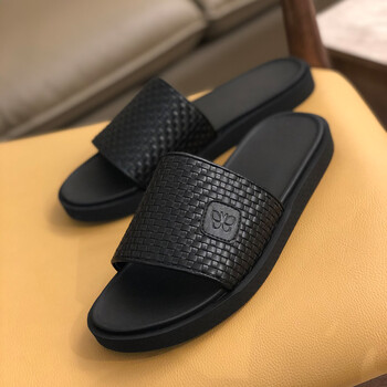 椰子男鞋新款夏季编织皮凉鞋男百搭外穿户外休闲凉拖鞋一字拖潮黑色