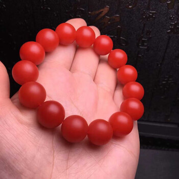 韩玛格henmagvr高档品牌保山柿子红南红手串磨砂南红玛瑙川料凉山六九