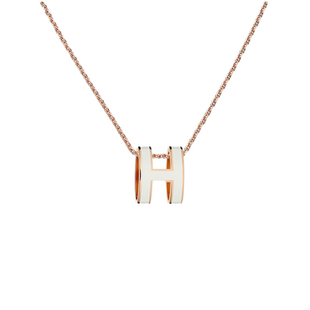 【鉴定后发】hermes爱马仕项链女 椭圆立体吊坠镀玫瑰金爱马仕h项链