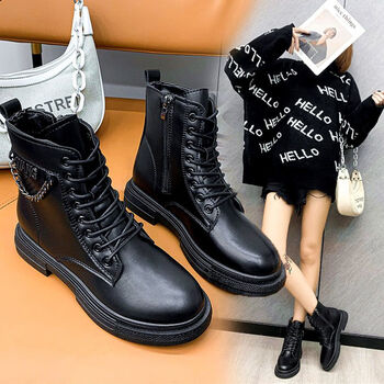 女生皮鞋女小黑秋冬休闲黑色鞋女孩10女大童皮鞋11短靴学生12小黑系带