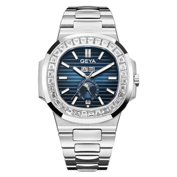 格雅(geya)璀璨光辉系列男士经典多功能机械腕表 蓝色