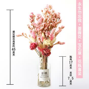 复古花瓶插干花花束干花带花瓶加蓬莱松永生花勿忘我干花套装大束情人草干花套装组合带花瓶鲜花干花花束真花永生勿忘我加干花送花瓶贴纸 图片价格品牌报价 京东