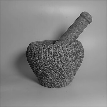 手工青石点茶石臼研磨捣蒜器擂钵蒜臼子石对窝子天然磨石头捣药罐 b