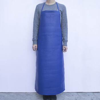 防水防油皮围裙男女厨房洗碗白色pu围腰加长款软皮加厚工作服 皮革