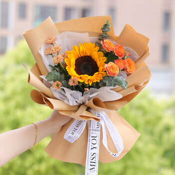七夕节鲜花 鲜花向日葵香槟玫瑰一举夺魁高考花束生日毕业配送店萨米