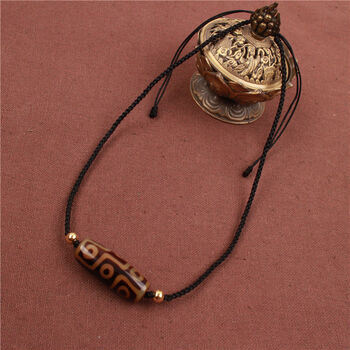 西藏玛瑙九眼天珠 横穿挂脖锁骨链 手工编织男女款项链简约饰品吊坠