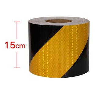 10cm20公分15宽反光贴条车库防撞地贴膜交通警示贴纸黑黄红白斜纹15cm