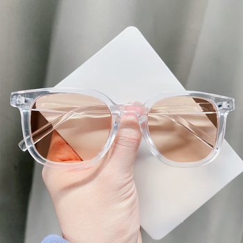 黑框茶色墨镜男款潮流酷感开车专用网红痞帅太阳眼镜女带度数透明浅