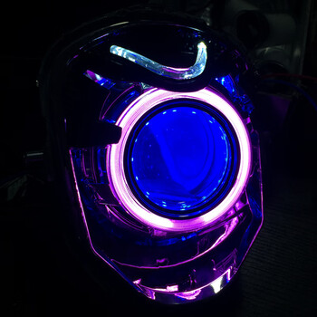 适用于小猴子电摩m3m5大灯改装总成q5海5透镜电动车led天使恶魔眼氙气