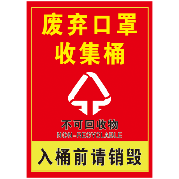 正确丢弃废弃口罩回收专用桶投放点集中处理点宣传画标识标志牌标示贴