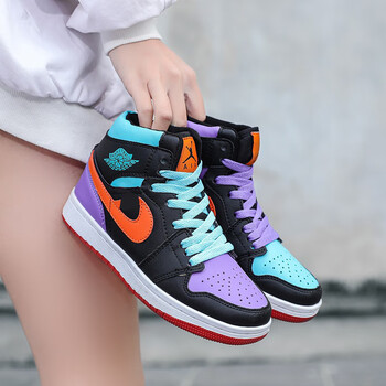 大学蓝鞋子男款高帮板鞋aj男鞋纯原熊猫运动女鞋潮鞋 ld-6876糖果鸳鸯