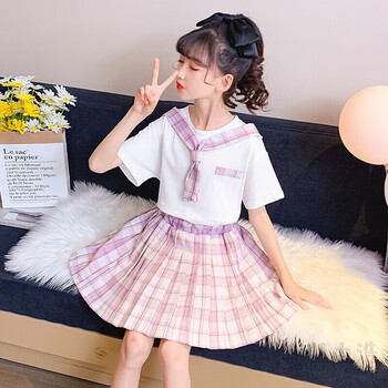 岁女春夏女童套装女童jk裙套装8学院风9夏季中大短袖小学生春天裙校服