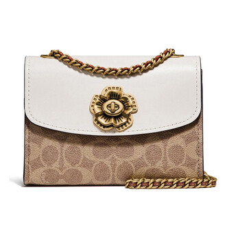 节日礼物coach蔻驰女包parker18山茶花链条包小号时尚铆钉单肩斜挎包