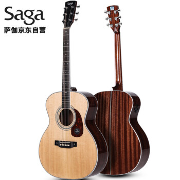 萨伽（Saga）民谣木吉他缺角圆角全单萨迦吉它jita乐器 41英寸缺角原木色 A1-G全单 电箱款