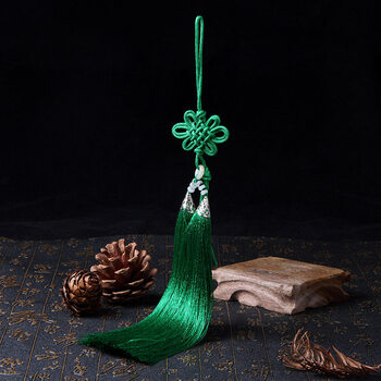 材料饰品中国结挂饰车挂件装饰长双须流苏宝剑挂须伸缩剑穗剑须绿色