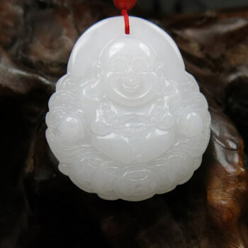 巴翼鸟 新疆和田玉白玉佛吊坠 羊脂级昆仑白玉弥勒佛笑佛挂件女质地