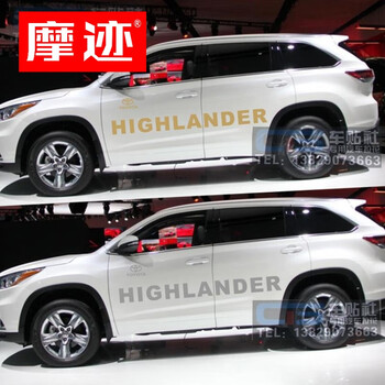 优菱适用新老款丰田汉兰达车贴拉花改装车身彩条汽车贴纸车门大字母贴