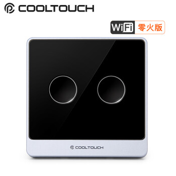 COOLTOUCH 智能开关 人体感应/远程控制/小京鱼生态 叮咚音箱/语音精灵/小度音箱 CTSS-WMJ-2 豪华黑二开