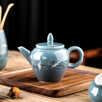 领艺茶壶陶瓷家用简约中式手绘复古单壶功夫茶具配件小茶壶大号 仙鹤美人壶